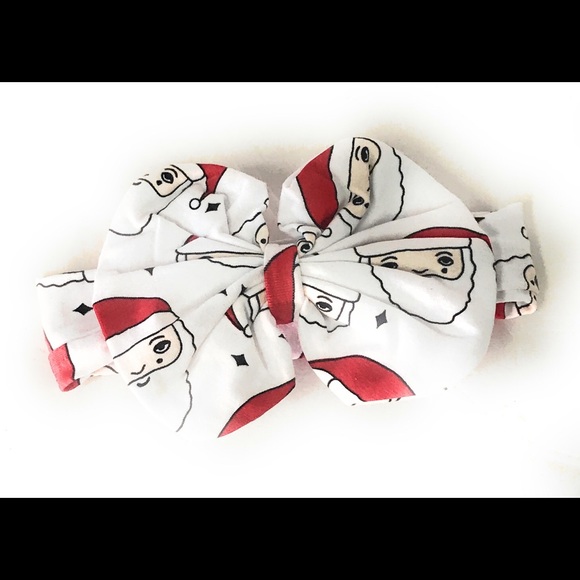 Girls Santa Big Bow Elastic Headband Hair Bow - Picture 1 of 1